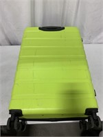 LIME GREEN SUIT CASE WITH LOCK, (H) 27 X (W) 19 X