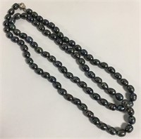 Black Pearl Necklace With Sterling Clasp