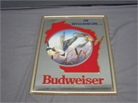 ~ Budweiser " In Wisconsin " Mirror Beer Sign