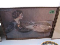 Old, framed Mother and child print