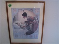 Framed Mother and child print-vintage