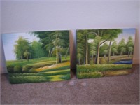 Pair of colorful Oil on canvas pictures
