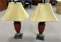 Pair of Red Ceramic Vase Lamps
