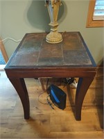 Tile top wooden end table 24x22x24