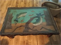 Hand carved fish table 20x47x32
