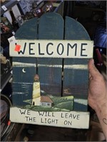 Lighthouse Wooden Welcome Sign