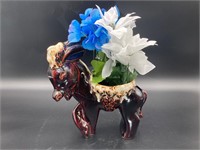 McCoy Pottery Drip Glazed Donkey Planter