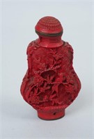 Vintage Chinese Red Lacquer Snuff Bottle