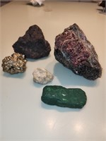 5 piece Gem & Mineral collection Garnet Pyrite mor