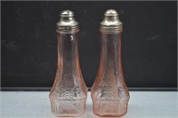 Jeannette Pink Depression Glass Floral Shakers
