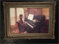Young Man Playing the Piano Pre-Framed -