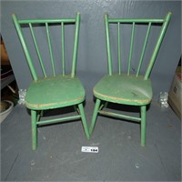 Pair of Early Wooden Child's Chairs