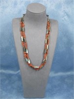 Heishi Abalone Red Beaded SW Necklace