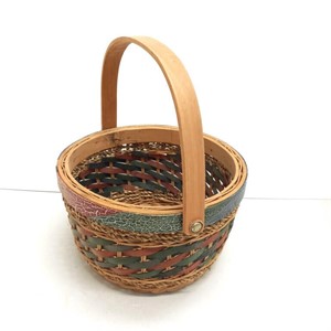 Woven basket red green folding handle