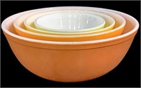 (4) Mid Century Modern Pyrex Daisy Mixing Bowls