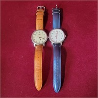 2 Timex Watches with Leather Bands