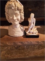 Bust and Lady Sculpture Ceramic Statues