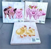 43-(3) NEW ANIMAL PICTURES (PIGS, CHICKS) $96