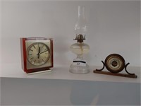 Barometer oil lamp mantle clock