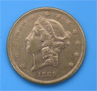 1889 S LIBERTY DOUBLE EAGLE $20 GOLD COIN, 33.4