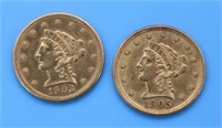 2 LIBERTY DOUBLE EAGLE $2 1/2 GOLD COINS, 1903,