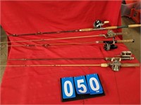 5 vintage fishing poles