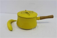 Vintage Dansk Yellow Enamel Pot