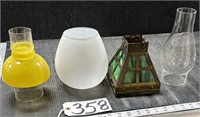 Lot of 4 Globes Oil Lamp Chimneys