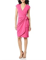 Women's Classic Cap Sleeve Wrap Dress, S