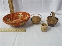 3 Miniature Woven Baskets