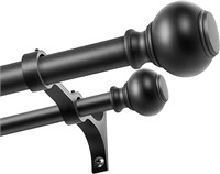 Double Curtain Rod System for Window, Black