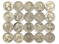 20 Silver Washington Quarters, US Coins