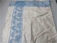 Vintage Linen Fabric  ~ Blue Floral "Large"