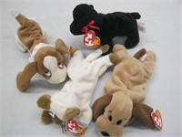4 Ty Beanie Babies-Cat & 3 Dogs