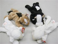 4 Ty Beanie Babies-Horse,Cow & 2  Lambs