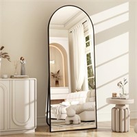 SE6029 Arched Standing Floor Mirror,Black, 64"x21"