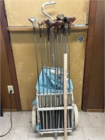 Vintage Golf Clubs with rolling bag