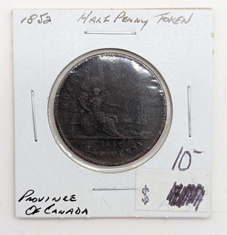 1852 Province Of Canada 1/2-Cent Token