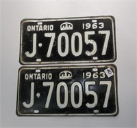 Pair Ontario 1963 Licence Plates(J70057)