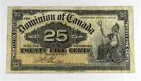 1900 CANADA 25 CENTS BANKNOTE