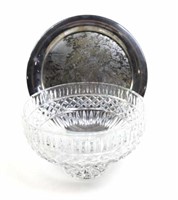 (2pc) Crystal Bowl & Silver Plate Charger