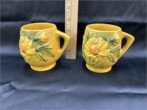 Pair of Roseville pottery cups