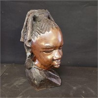 Solid Wood African Girl Bust, goes with Lot 867