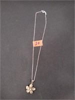 Sterling silver flower pendant & CZ necklace