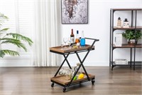 B3906  BHG Entertain Cart, Wood & Black