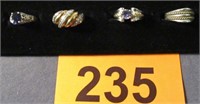 Jewelry Lot of 4 Sterling Silver Fashion Rings