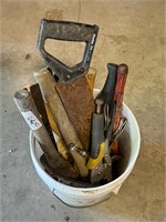12 MISC HAMMERS AND PIPE WRENCH