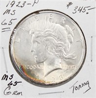 1923-P Silver Peace Dollar Coin TONING