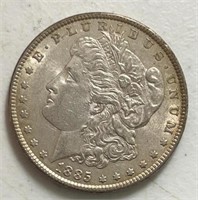 1885P Morgan Silver Dollar CH AU Toned