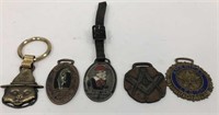 Lot of 5 Vintage Watch Fobs # 1